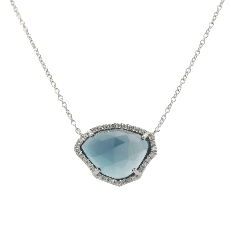 Ladies Valentine’s glow necklaces -Blue Topaz Kauai Necklace in White Gold