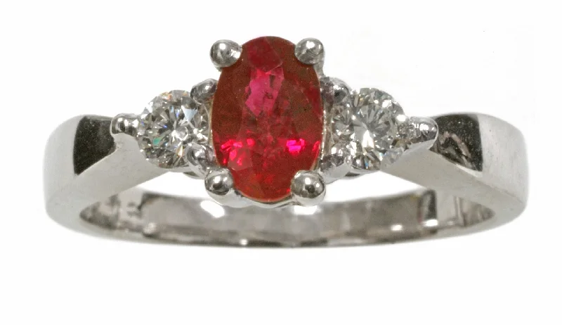 Ladies Rings for Volunteer Glow-14K White Gold Oval Ruby & Diamond Ring HB060383RUW