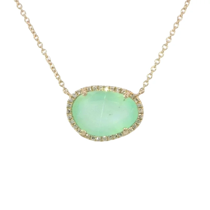 Ladies smooth ceramic necklaces -Chrysoprase Necklace