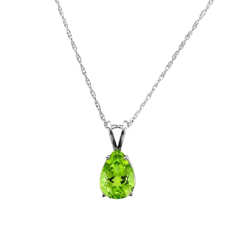 Ladies rainbow burst necklaces -14KT GOLD 2.20 CARAT PEAR SHAPE PERIDOT NECKLACE