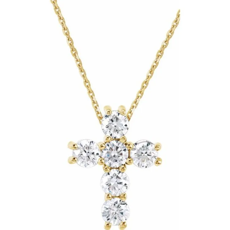 Ladies empowering shine necklaces -14K Yellow 1/4 CTW Natural Diamond Cross 18" Necklace