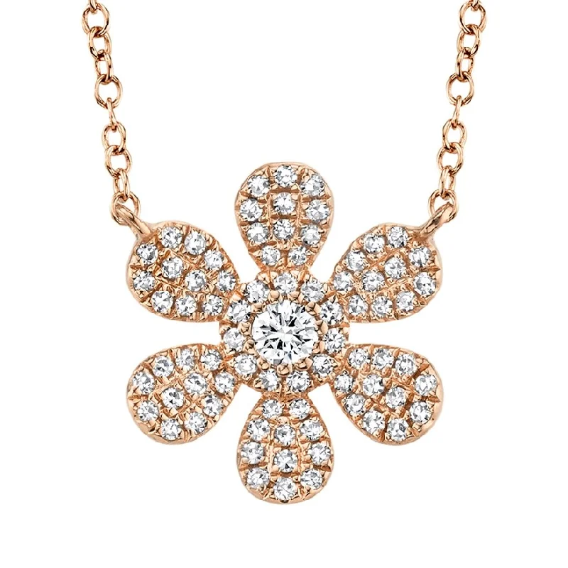 Ladies planet dance necklaces -14KT Gold 1/4 CTW Diamond Flower Necklace