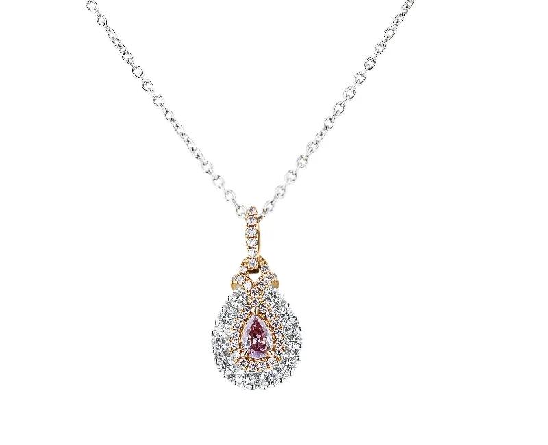 Ladies lock glow necklaces -18KT WHITE & ROSE GOLD 0.20CTW PINK & 0.53CTW DIAMOND NECKLACE