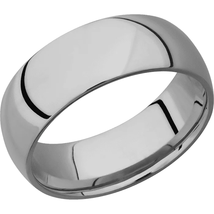 Ladies Rings with Square Glow-8mm wide Domed Titanium Ring with Polish Finish