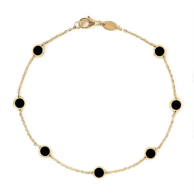 Ladies dazzling party bracelets -Gemstone Circle Bracelet Onyx