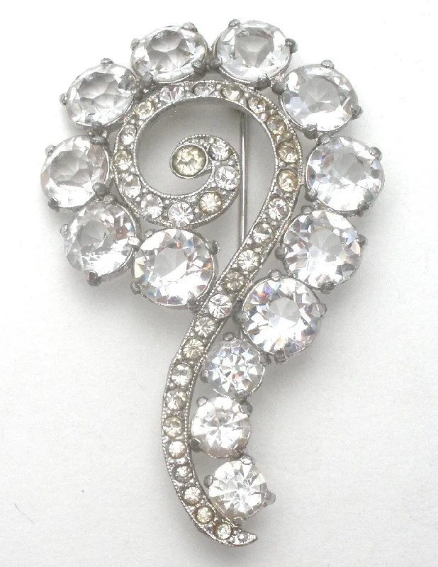 Ladies solar flare brooches -Clear Rhinestone Question Mark Brooch Pin Vintage