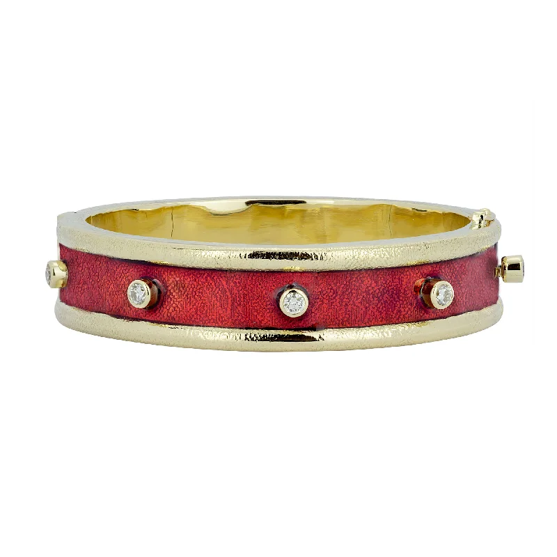 Ladies golden yellow bracelets -Bangle - Diamond (Enamel)