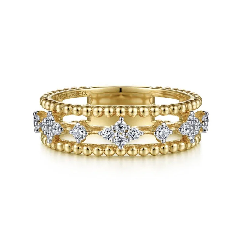 Ladies Rings with Red Pyroxmangite-Gabriel & Co. - LR52199Y45JJ - 14K White-Yellow Gold Diamond and Bujukan Bead Ring