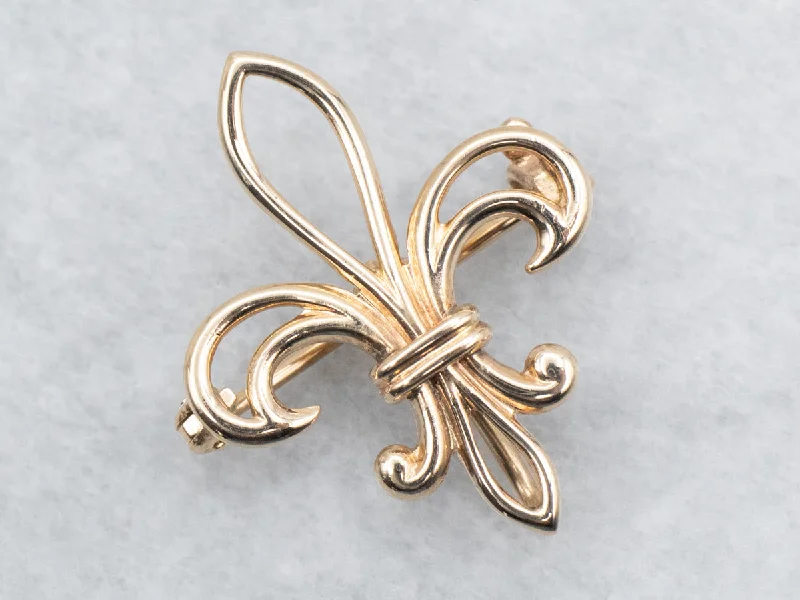 Ladies rose bloom brooches -Fleur de Lis Cutout Brooch