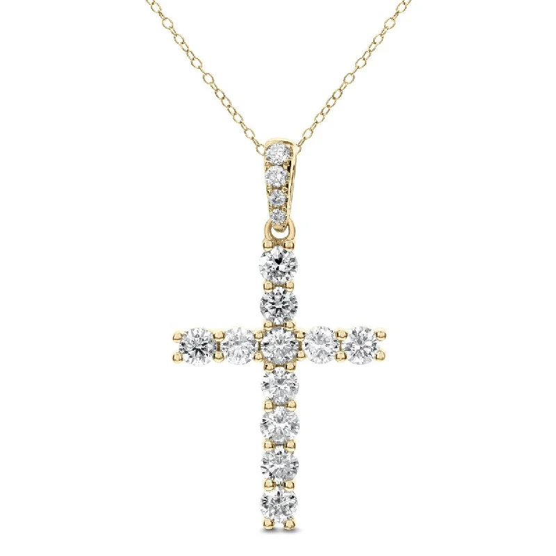 Ladies zen harmony necklaces -18KT GOLD 1.50 CTW DIAMOND CROSS NECKLACE