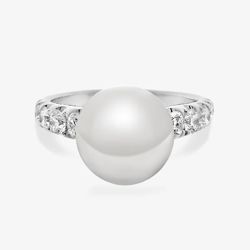 Ladies Rings for Evening Spark-10MM South Sea Pearl & 0.75CT Diamond Ring