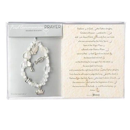 Ladies club vibe bracelets -First Communion Prayer Beaded Bracelet