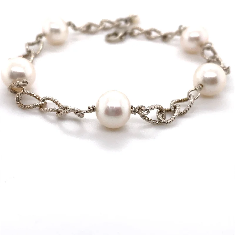 Ladies eternal infinity bracelets -Child's Pearl Station Bracelet in Silver by B&C