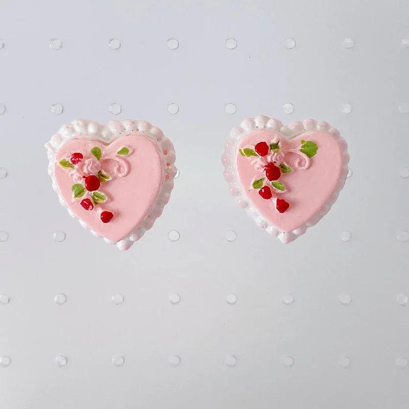 Ladies Earrings with Cosmic Gems-Instant Shipping! Heart Cake Earrings