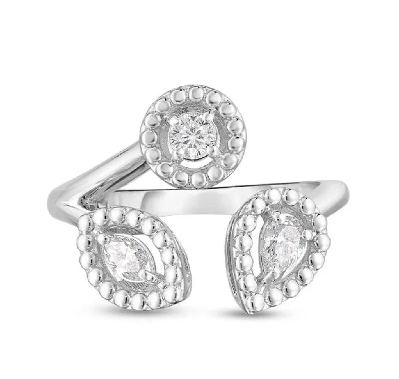 Ladies Rings with Yellow Heliodor-Roberto Coin 18k White Gold Diamond Dolcetto Three Stone Ring