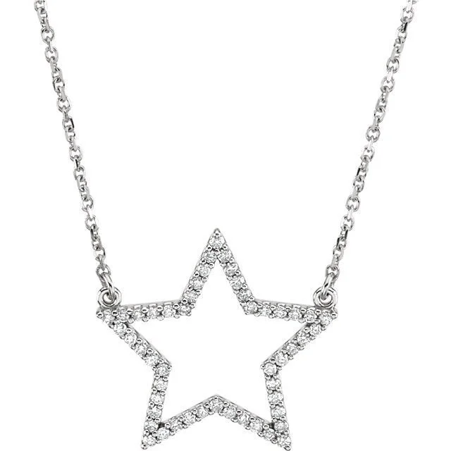 Ladies modern edge necklaces -14KT GOLD 1/4 CTW DIAMOND STAR 16" NECKLACE