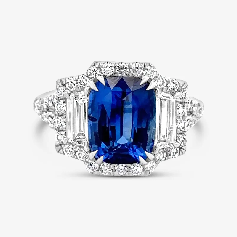 Ladies Rings with Cosmic Gem-3.98CT Blue Sapphire & Diamond Ring