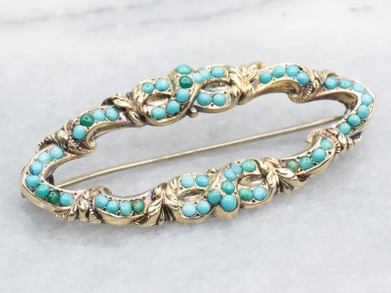 Ladies lasting wear brooches -Lovely Victorian Turquoise Brooch