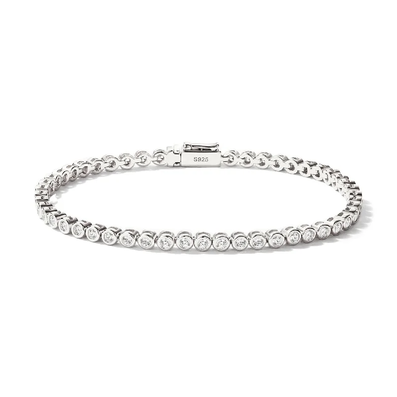 Ladies orbit glow bracelets -Dainty Crystal Bezel Tennis Bracelet