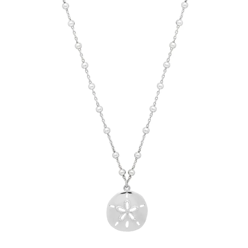 Ladies gothic shadow necklaces -Silver Sand Dollar Necklace