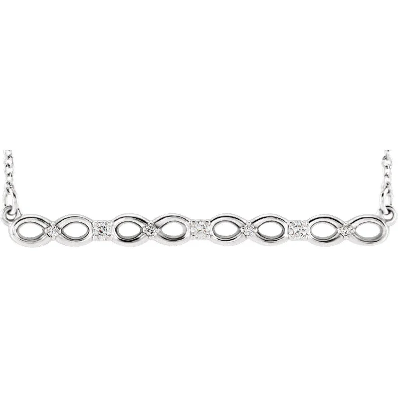 Ladies marked charm necklaces -.08 CTW DIAMOND INFINITY-INSPIRED BAR NECKLACE