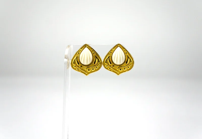 Ladies Earrings with Olive Idocrase-YSL Moorish Gold Earrings