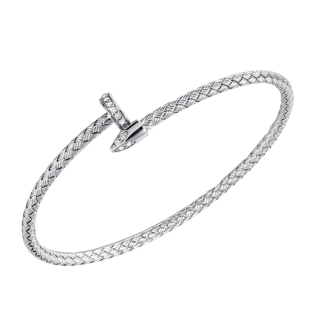 Ladies tender heart bracelets -Sterling Silver CZ Cuff Bracelet