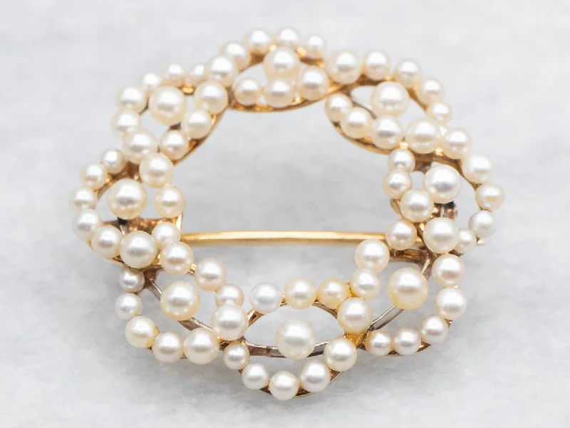 Ladies loving glow brooches -Pearl Wreath Brooch