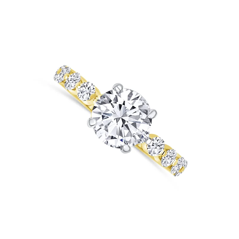 Ladies Rings for Date Glow-14K Yellow Gold Diamond Engagment Ring 2.00 carat Center Diamond 0.28 carat Side Diamonds