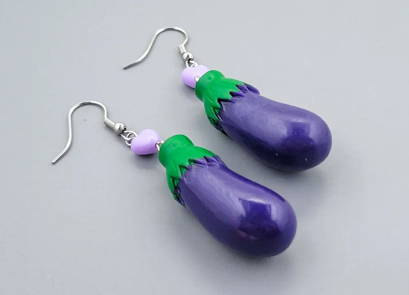 Ladies Earrings with Rainbow Fluorite-Barnyard Finds: Eggplant Earrings