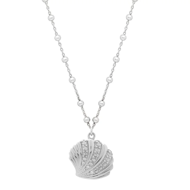 Ladies tribal rhythm necklaces -Silver Sea Shell Necklace