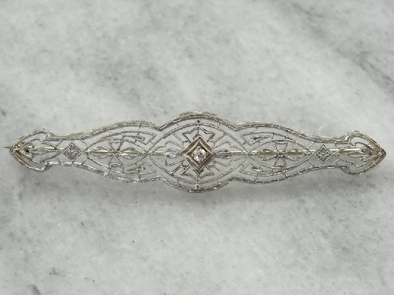 Ladies seaside shell brooches -Antique Edwardian, Diamond Filigree Brooch