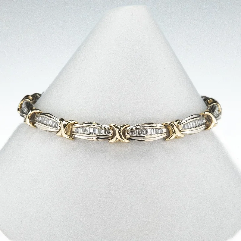 Ladies memory gleam bracelets -3.00ctw Multi Diamond 8" Tennis Bracelet in 14K Two Tone Gold