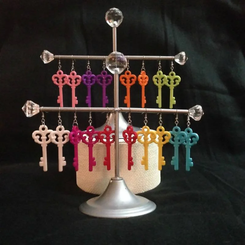 Ladies Earrings for Photo Glow-Pastel Skeleton Key Earrings