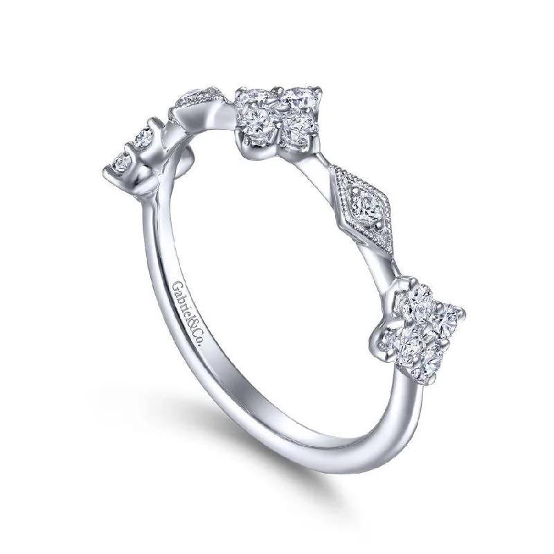 Ladies Rings Luxe Spark-Gabriel & Co. - LR51930W45JJ - 14K White Gold Diamond Cluster Station Ring