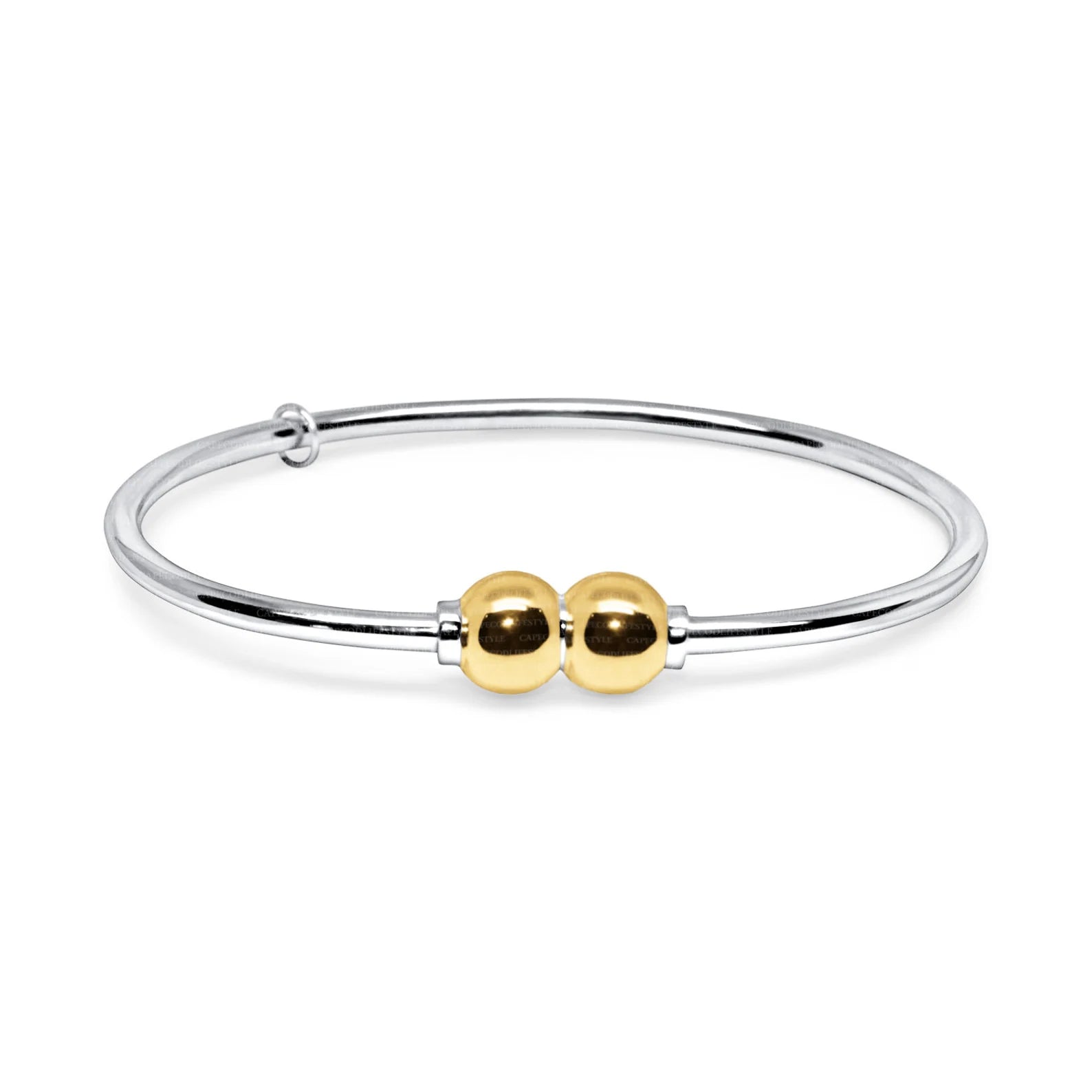 Ladies fanciful gleam bracelets -Double Cape Cod Ball Bracelet in Sterling Silver with 14K Yellow Gold Balls