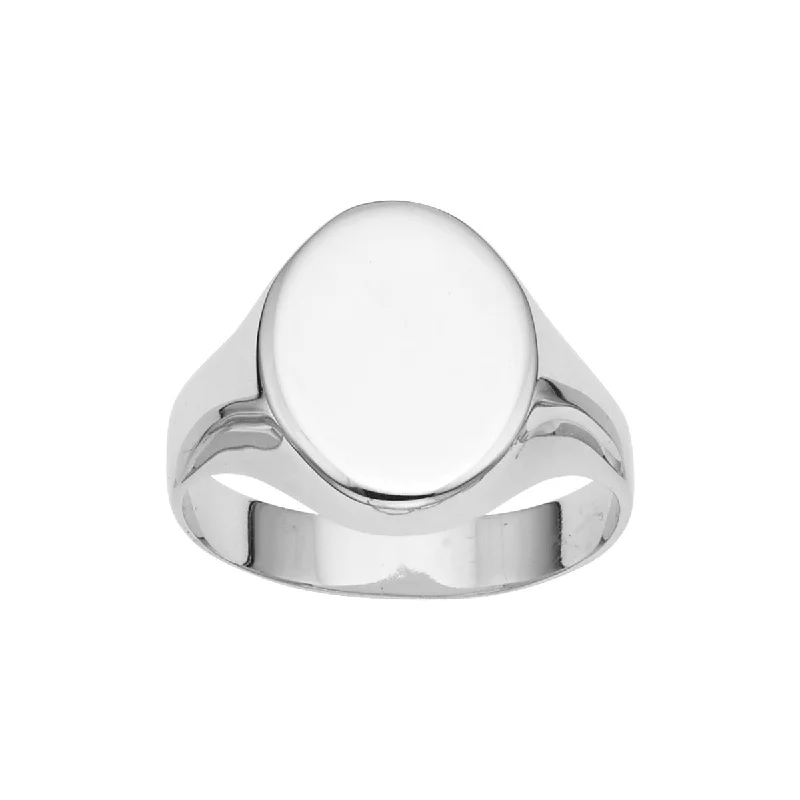 Ladies Rings with Cyan Euclase-14K White Gold Oval Polished Signet Ring WR7068-07