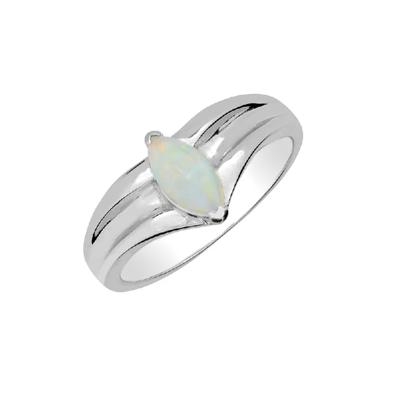 Ladies Rings with Yellow Heliodor-Sterling Silver Marquise Shape Opal Ring HB02902OPSS