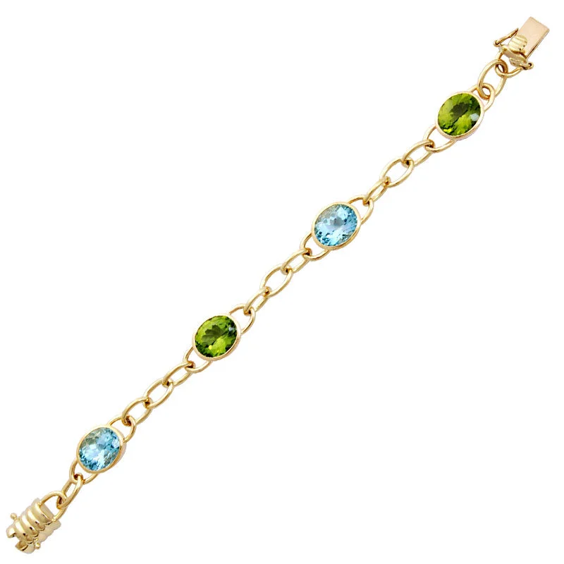 Ladies urban sleek bracelets -Bracelet- Blue Topaz And Peridot (1462G)