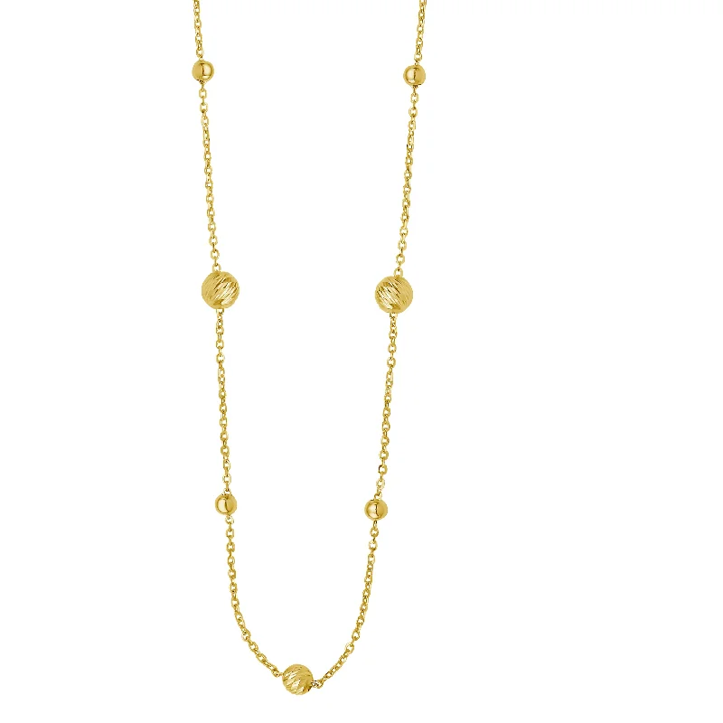 Ladies mermaid ripple necklaces -14K Layered Alternating Bead Chain Necklace