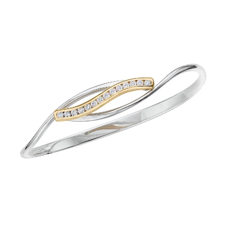 Ladies anniversary sparkle bracelets -Diamond Crest Bracelet in Two-Tone Silver/Gold by E.L. Designs