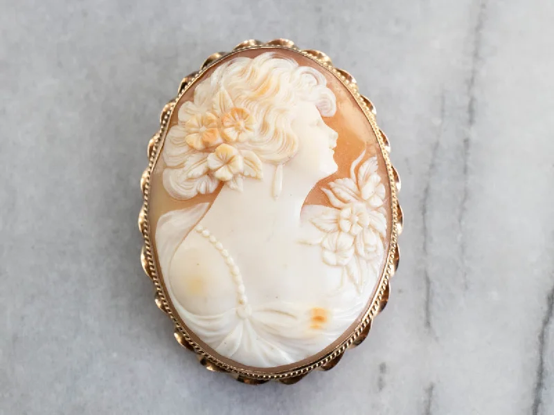 Ladies braided weave brooches -Large Retro Era Cameo Brooch