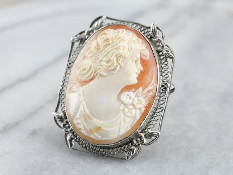 Ladies inspiring spark brooches -Sterling Silver Cameo Brooch