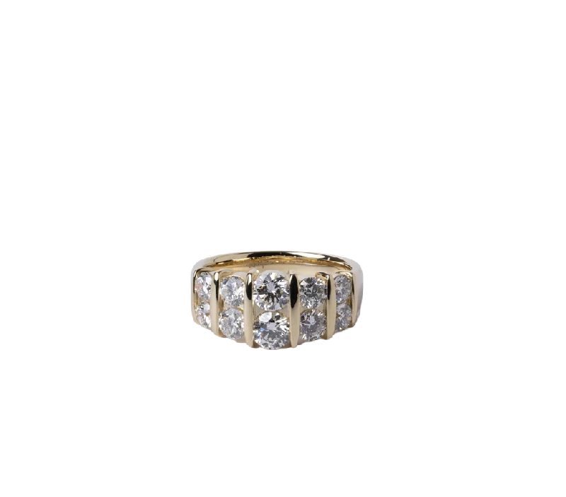 Ladies Rings Bold Glow-14k Yellow Gold Channel Set Diamond Ring - 2.08cctw