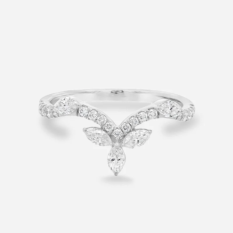 Ladies Rings with Round Shine-5 Marquise & Round Diamond Chevron Ring