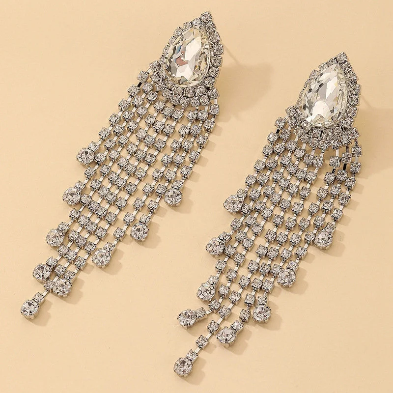 Ladies Earrings for Lawyer Shine-Dangle Chandelier Rhinestone Earrings JS-031