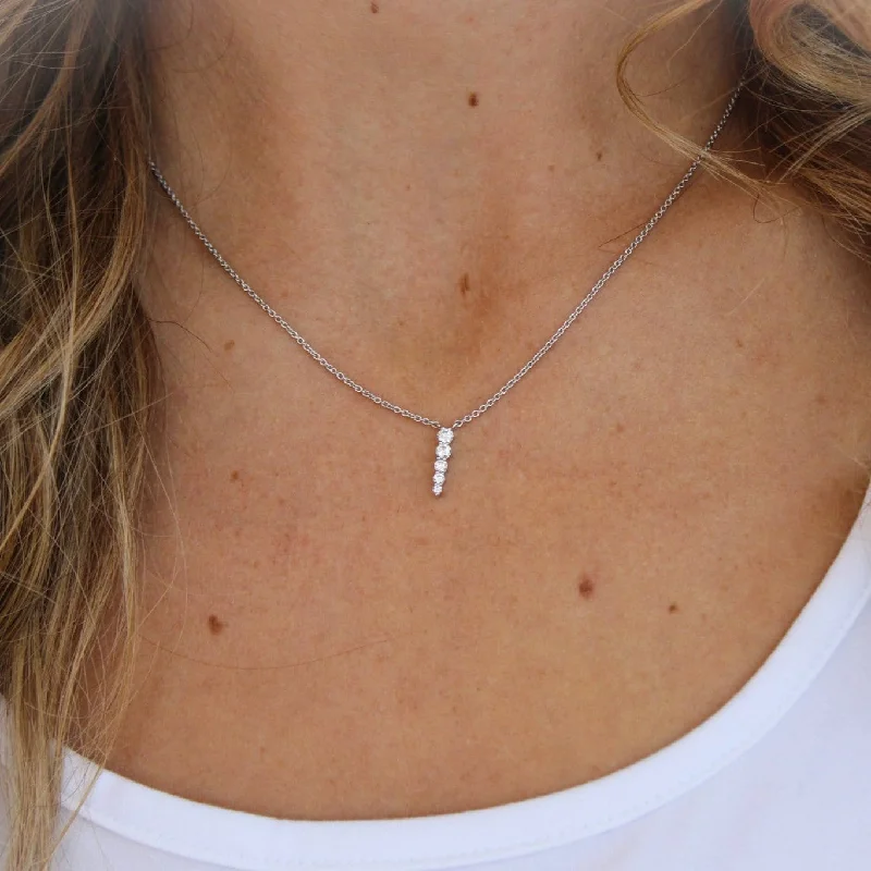 Ladies cat whisker necklaces -Drop It Down Diamond Necklace