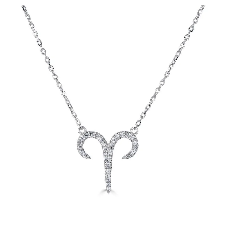 Ladies spring petal necklaces -14KT GOLD 0.12 CARAT ROUND DIAMOND ARIES NECKLACE- 2 COLORS