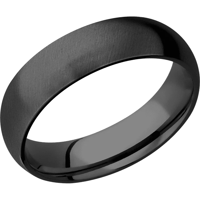 Ladies Rings for Gala Shine-6mm wide Domed Black Titanium Ring with Angle Satin Finish