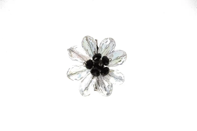 Ladies hefty gleam brooches -Flower Brooch Black Center